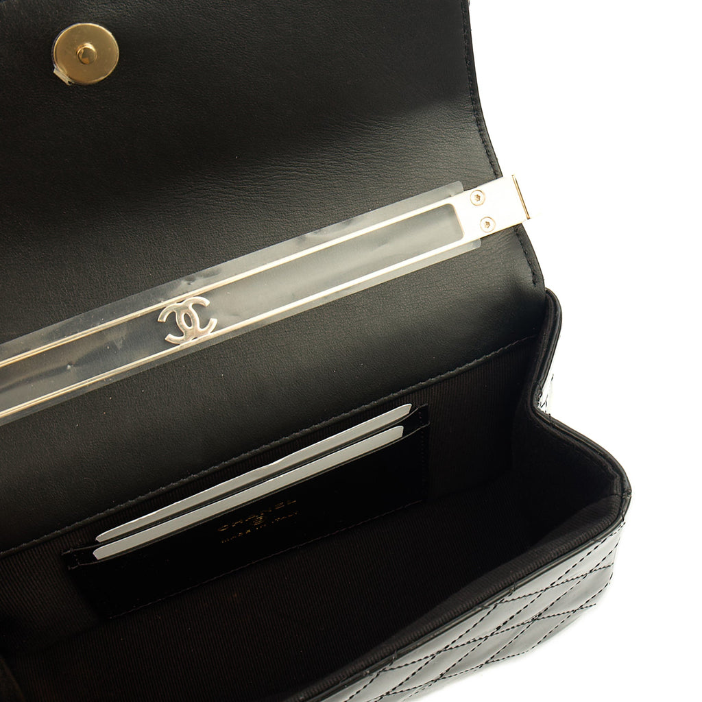 Chanel Top Handle Flap Bag With Top Handle in Black, Patent Leather