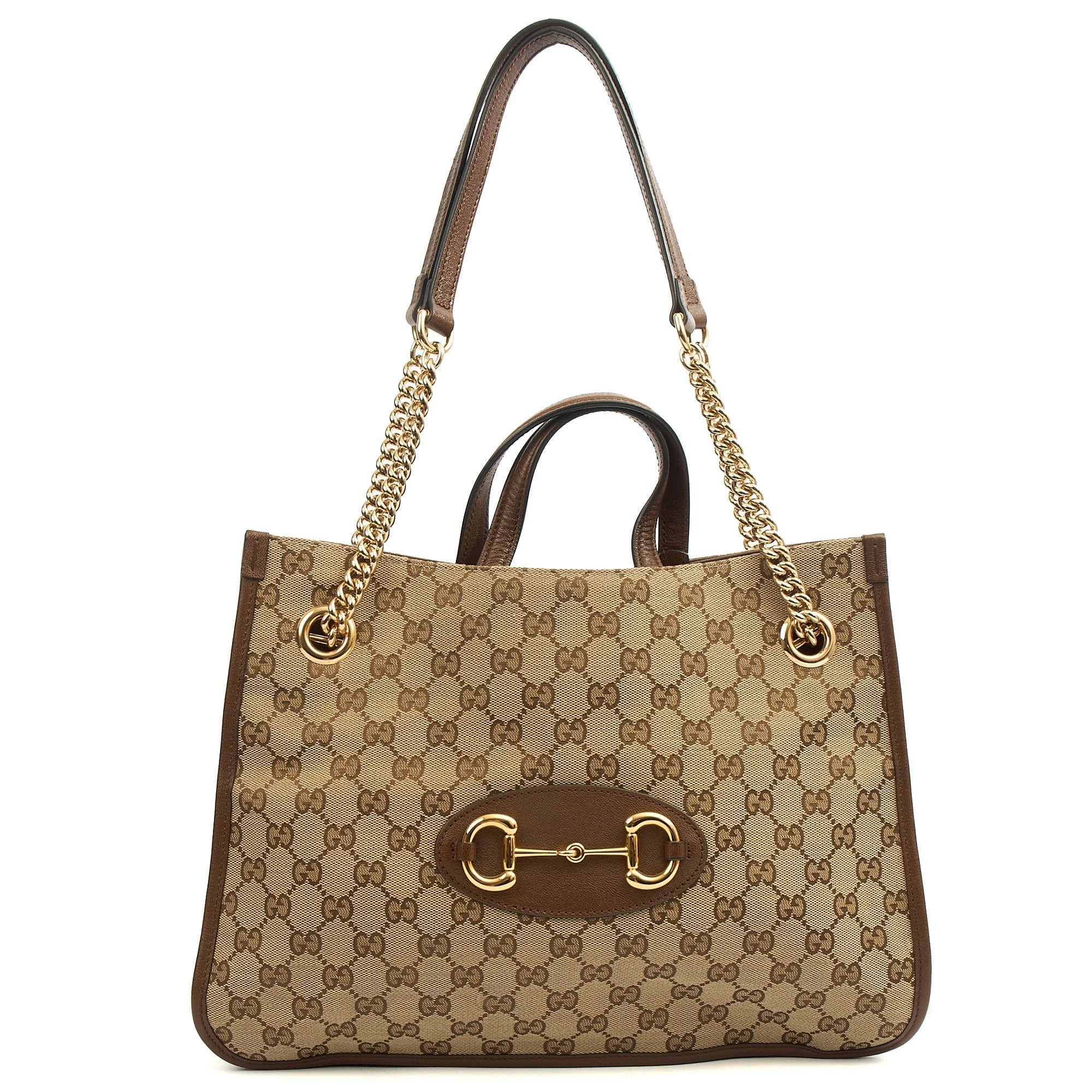 Gucci Tote Horsebit 1955 Tote in Brown, Fabric
