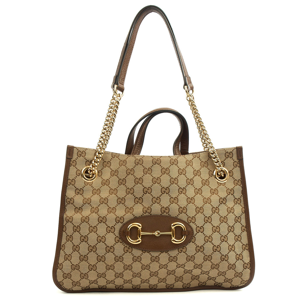 Gucci Tote Horsebit 1955 Tote in Brown, Fabric