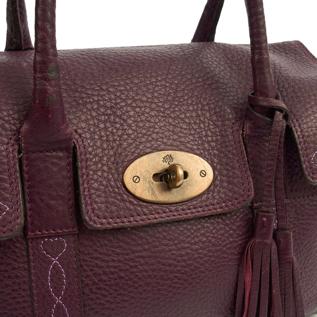 Mulberry Top Handle Bayswater- Small in Burgundy, Calfskin Leather