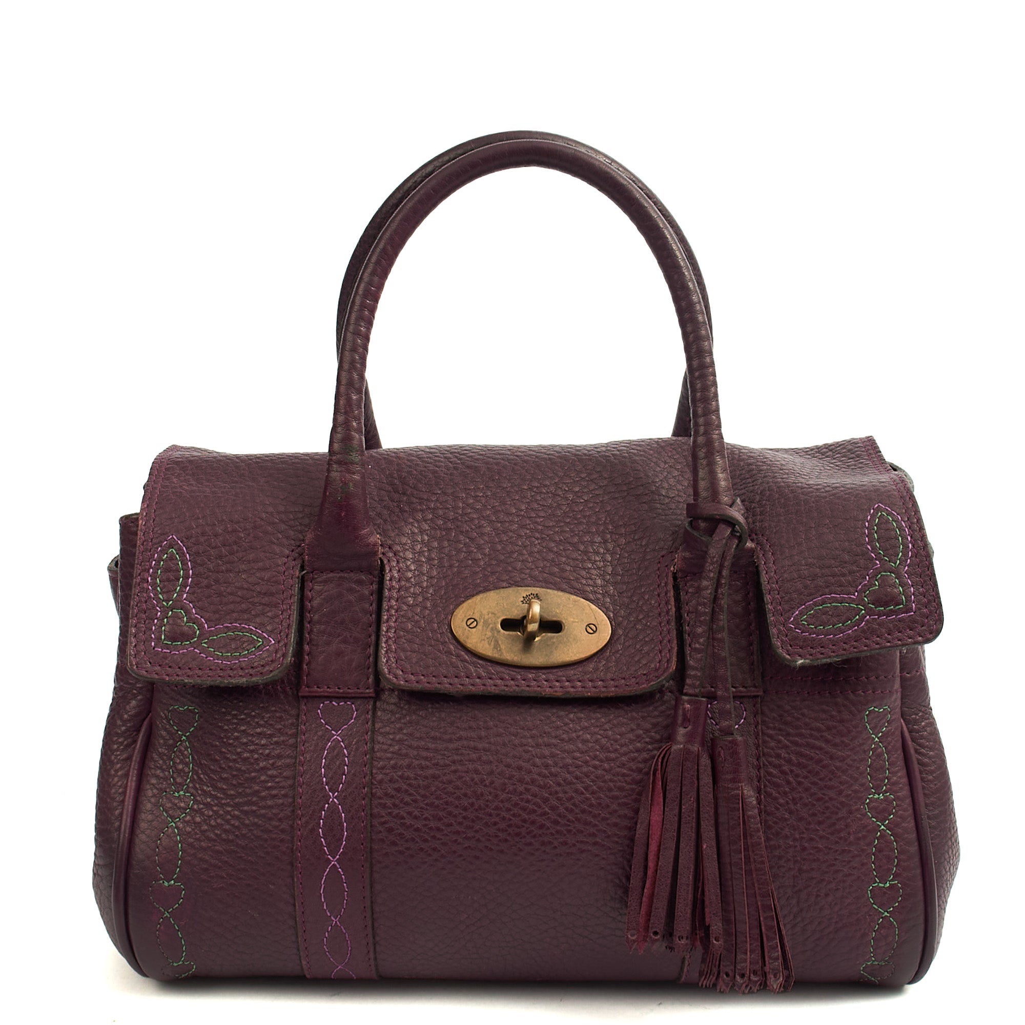 Mulberry Top Handle Bayswater- Small in Burgundy, Calfskin Leather