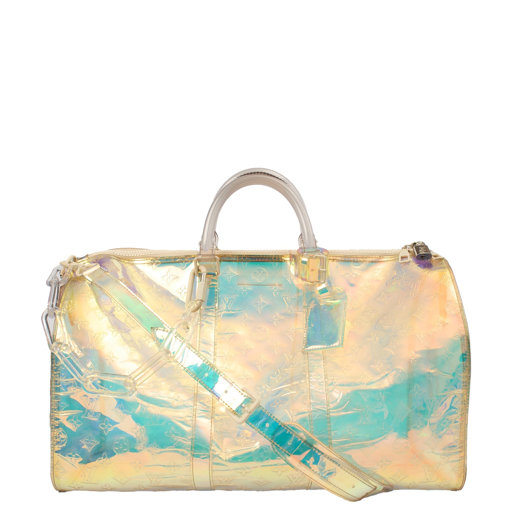 Louis Vuitton Soft Sided Prism Keepall Bandouliere 50 in Multi, Plastic