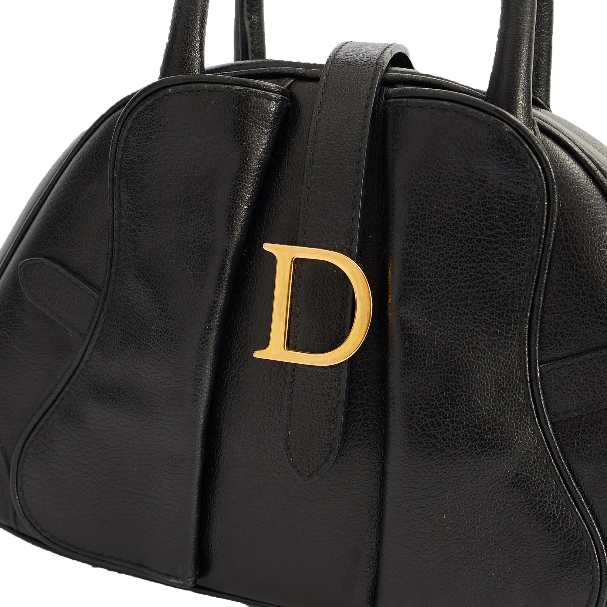 Christian Dior Tote Double Saddle Bowler in Black, Calfskin