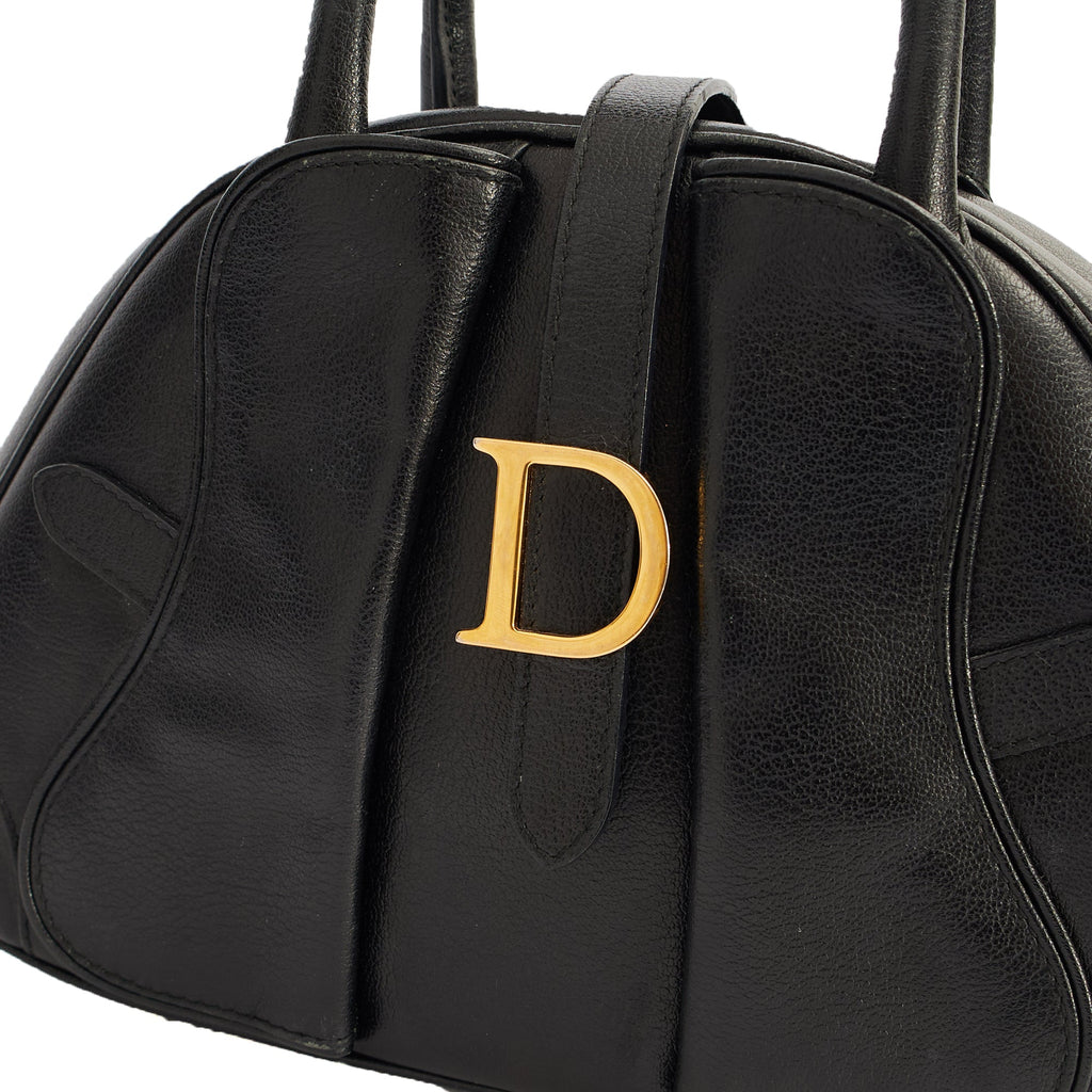 Christian Dior Tote Double Saddle Bowler in Black, Calfskin
