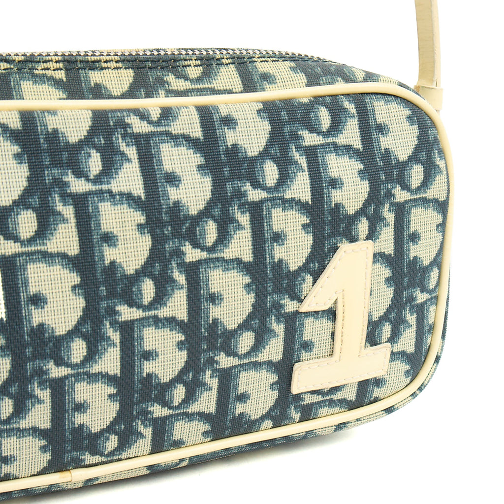 Christian Dior Shoulder Bag Trotter Pochette in Blue, Canvas