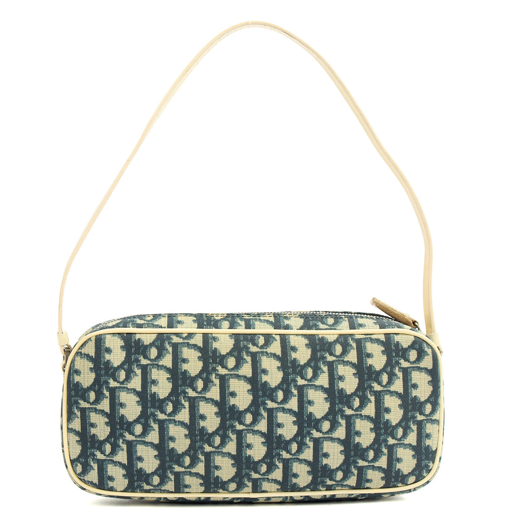 Christian Dior Shoulder Bag Trotter Pochette in Blue, Canvas