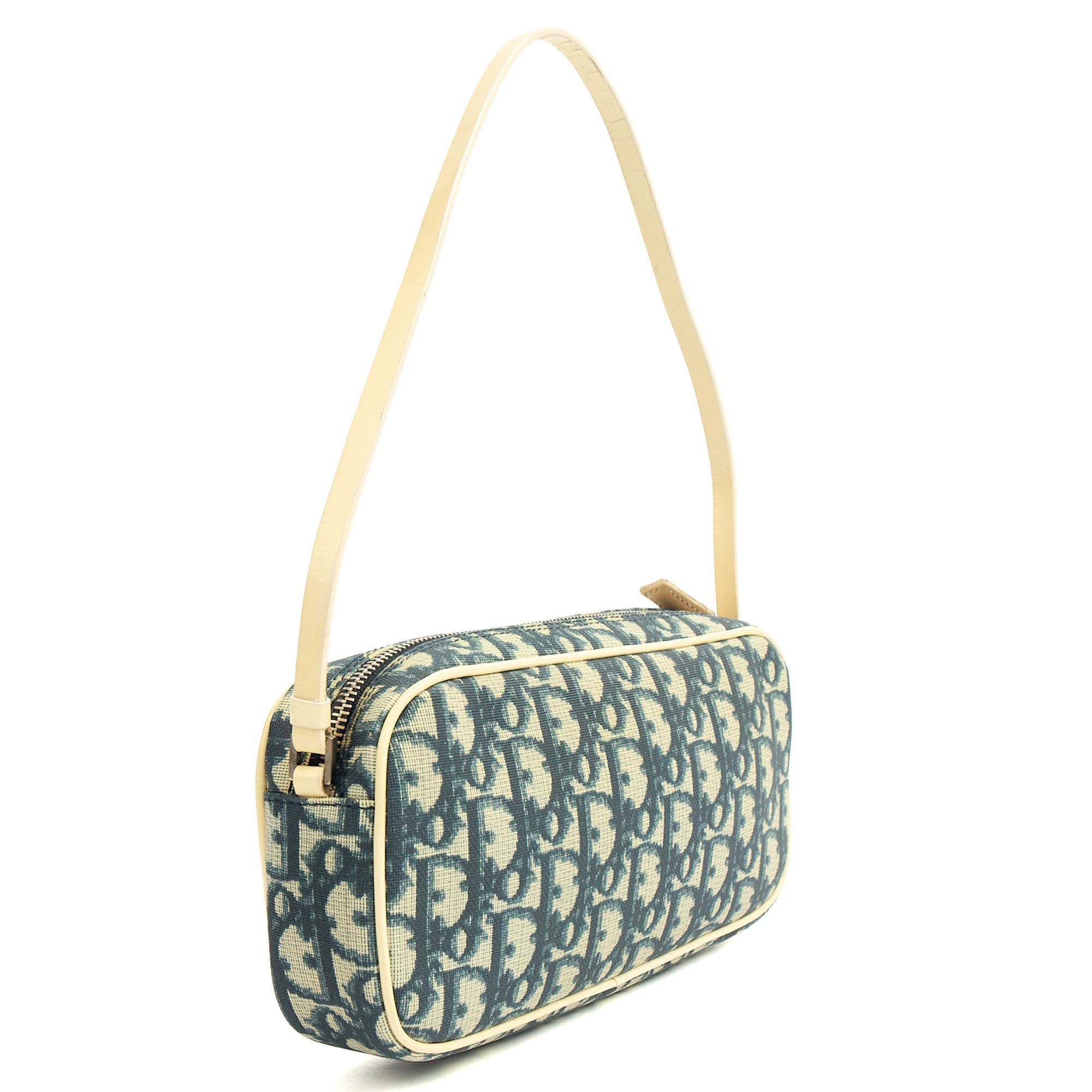 Christian Dior Shoulder Bag Trotter Pochette in Blue, Canvas