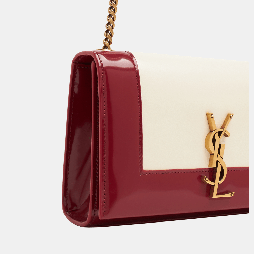 Saint Laurent Kate Small Shoulder Bag (Oxblood/Off White)