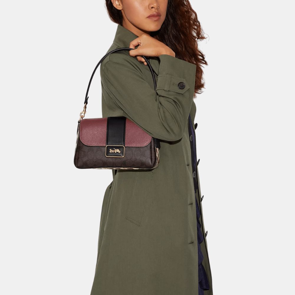 Coach Grace Shoulder Bag In Signature Canvas (Brown Black Multi)
