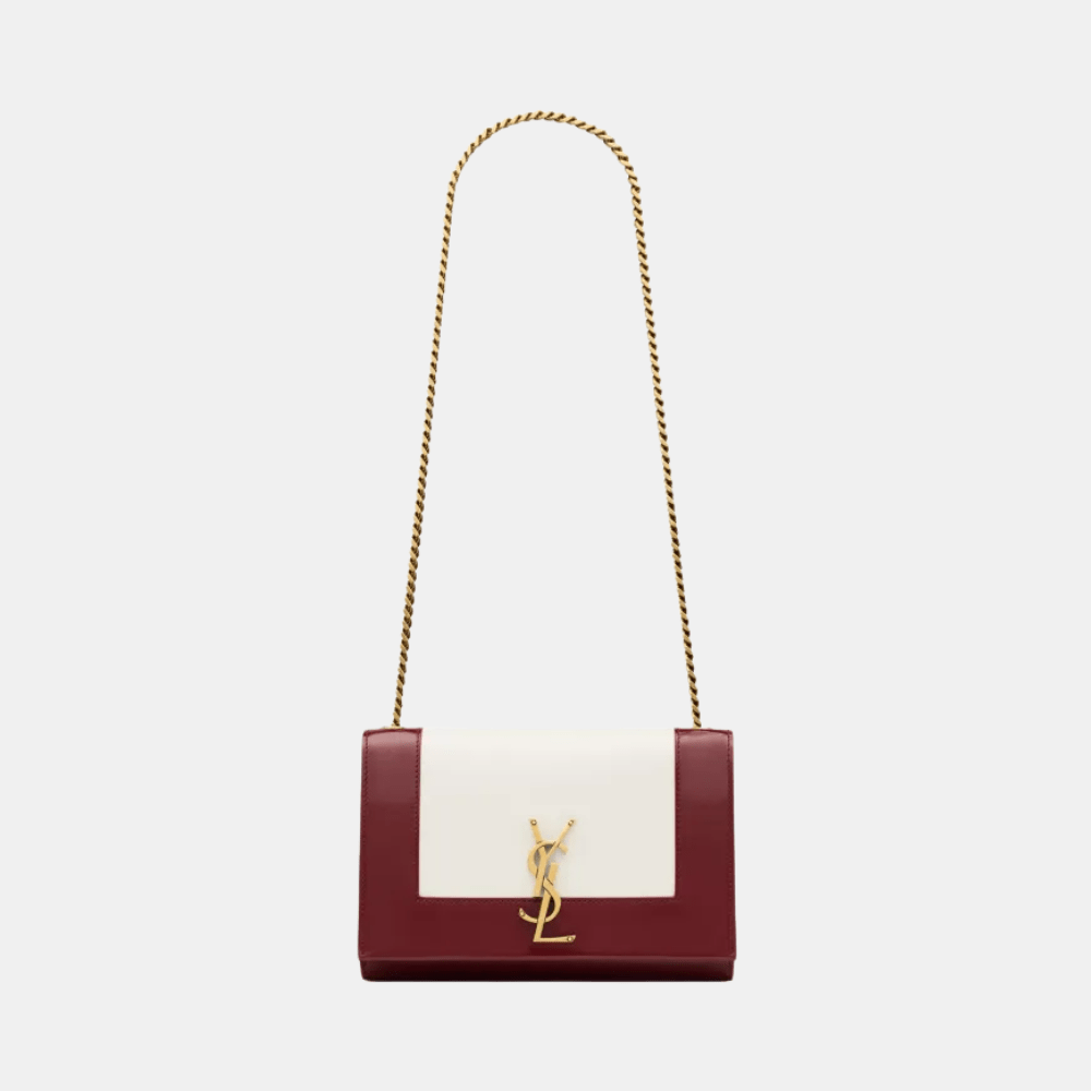 Saint Laurent Kate Small Shoulder Bag (Oxblood/Off White)