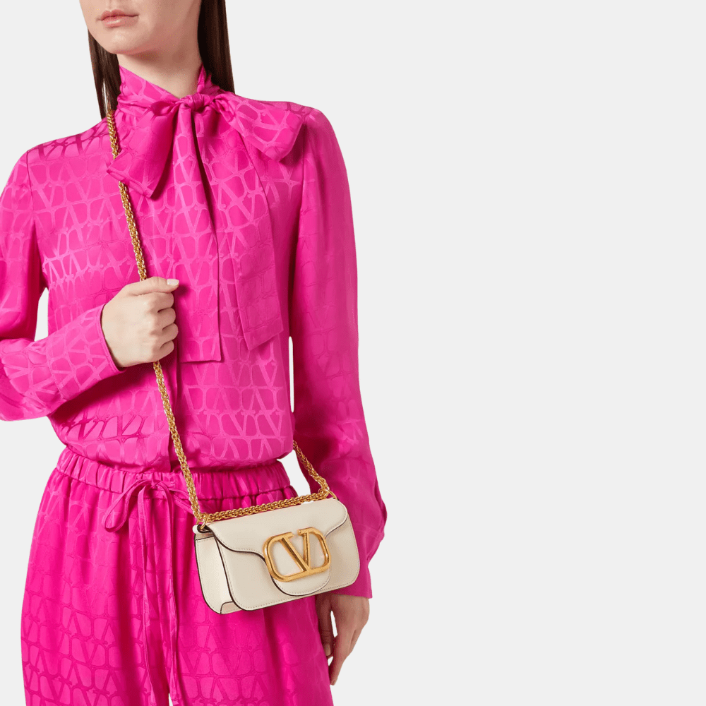 Valentino Garavani Locò Small Shoulder Bag (Light Ivory)