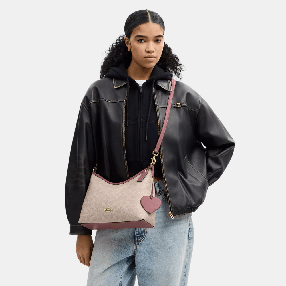 Coach Laurel Shoulder Bag In Signature Canvas With Heart Charm