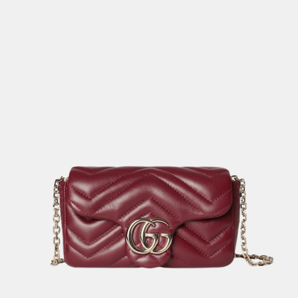 Gucci GG Marmont Mini Shoulder Bag In Rosso Ancora Red Leather