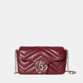 Gucci GG Marmont Mini Shoulder Bag In Rosso Ancora Red Leather
