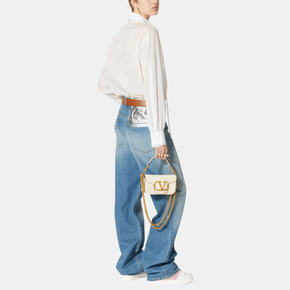 Valentino Garavani Locò Small Shoulder Bag (Light Ivory)