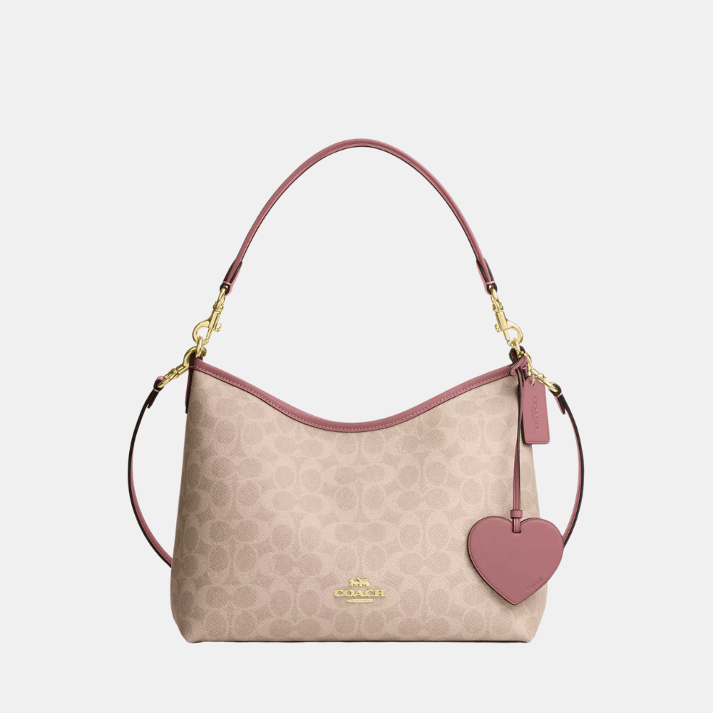 Coach Laurel Shoulder Bag In Signature Canvas With Heart Charm
