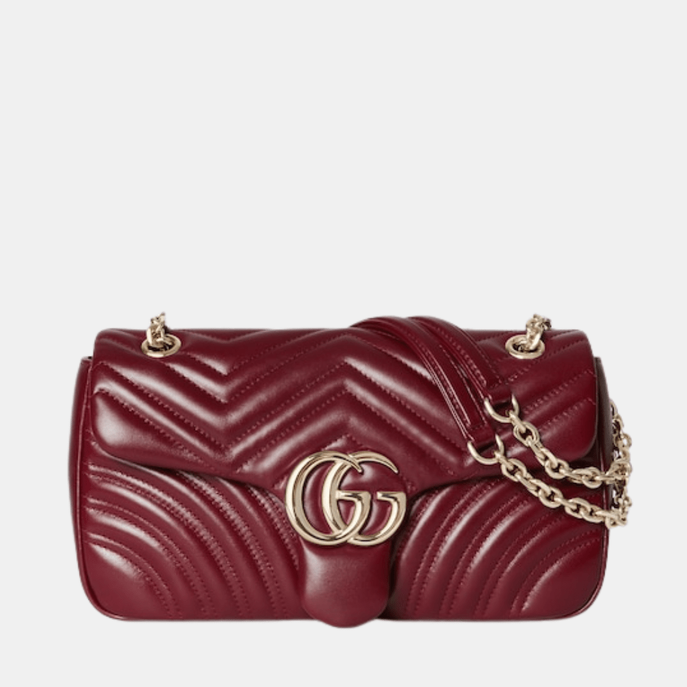 Gucci GG Marmont Medium Shoulder Bag In Rosso Ancora Red Leather