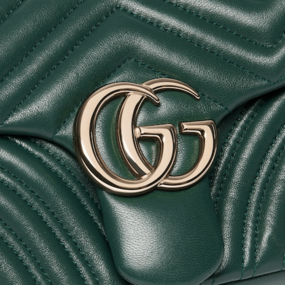 Gucci GG Marmont Medium Shoulder Bag In Green Leather