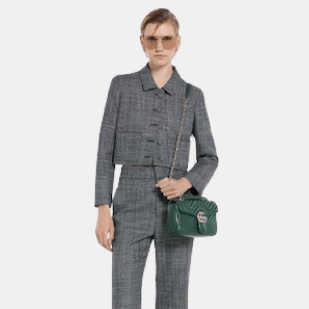 Gucci GG Marmont Medium Shoulder Bag In Green Leather