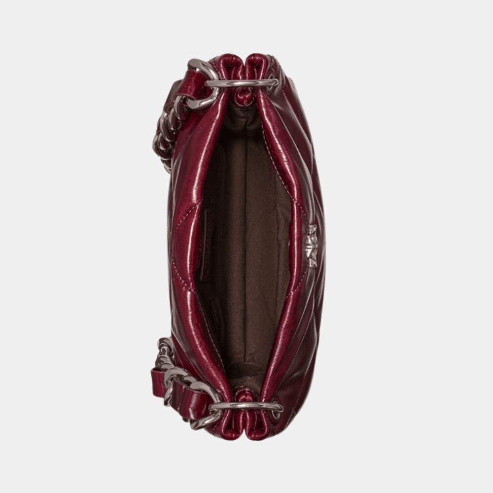 Tory Burch Small Kira Diamond Quilt Distressed Shoulder Bag (Dark Carmine)