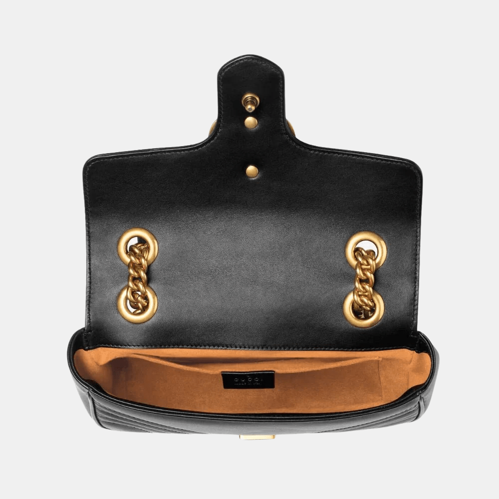 Gucci GG Marmont Mini Shoulder Bag In Black Leather