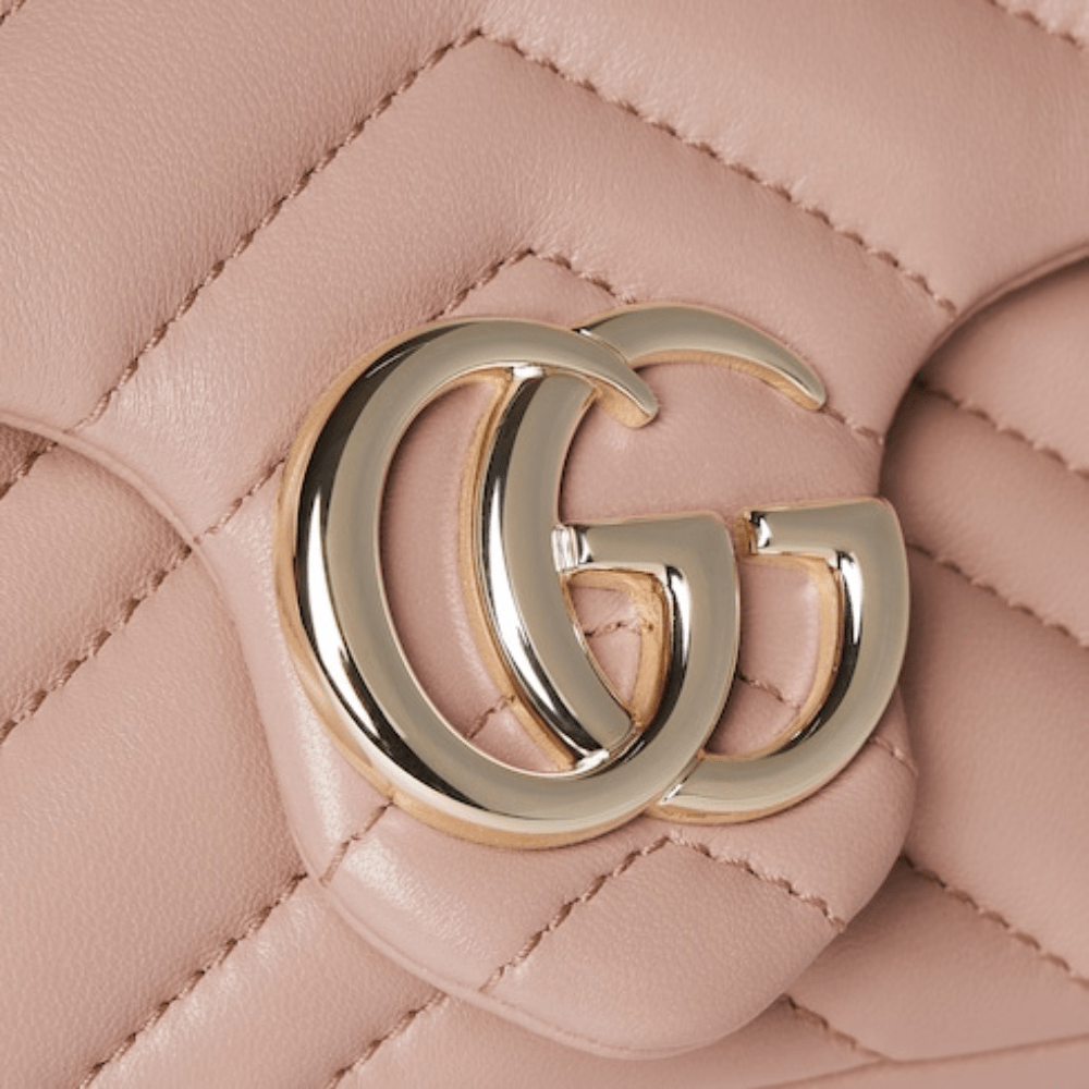 Gucci GG Marmont Mini Shoulder Bag In Pink Beige Leather
