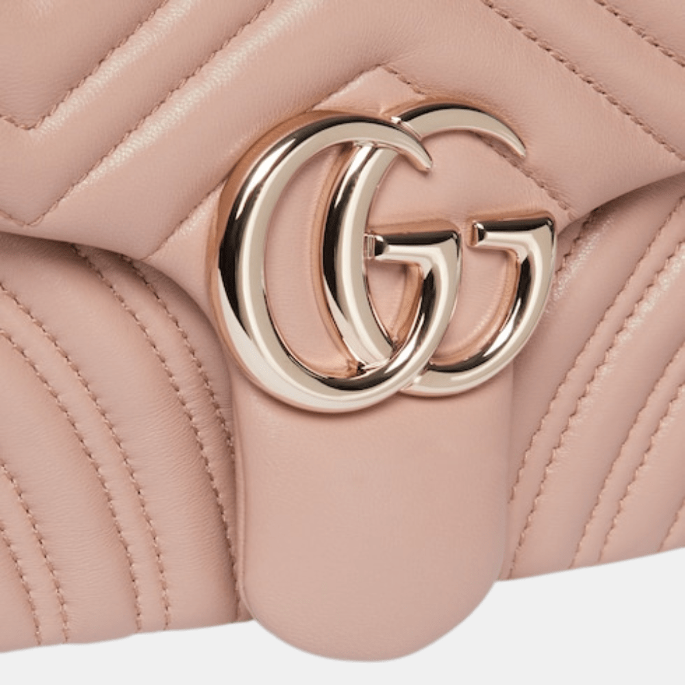 Gucci GG Marmont Medium Shoulder Bag In Pink Beige Leather