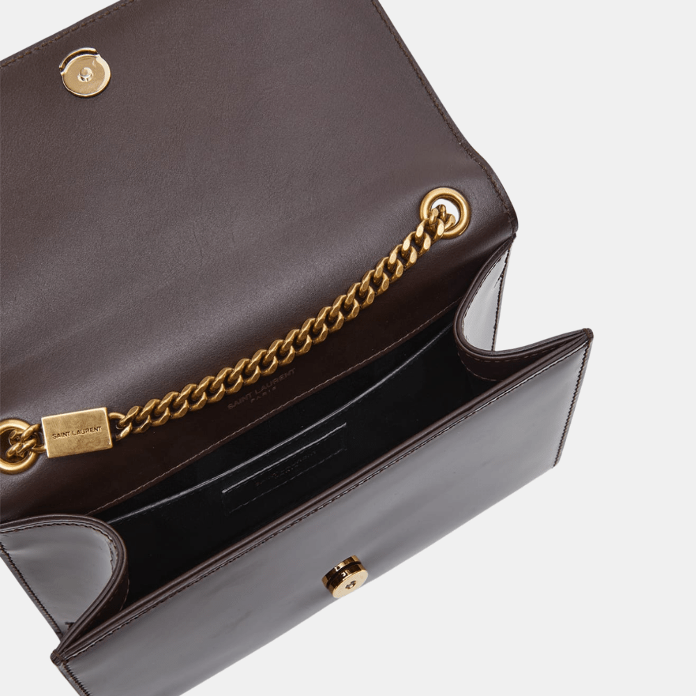 Saint Laurent Small Kate Crossbody Bag in Patent Leather (Spicy Chocolate)