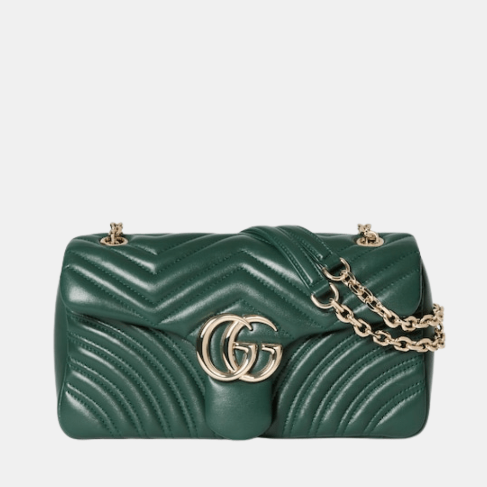 Gucci GG Marmont Medium Shoulder Bag In Green Leather