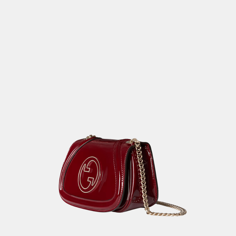 Gucci Blondie Mini Shoulder Bag In Rosso Ancora Red Patent Leather