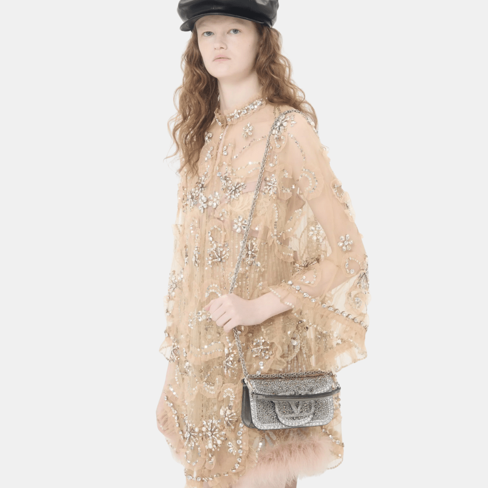 Valentino Garavani Locò Small Shoulder Bag With Rhinestones