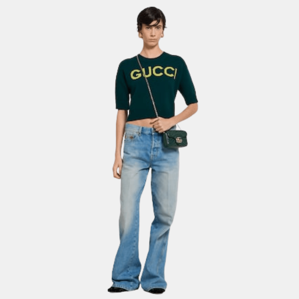 Gucci GG Marmont Mini Shoulder Bag In Green Leather
