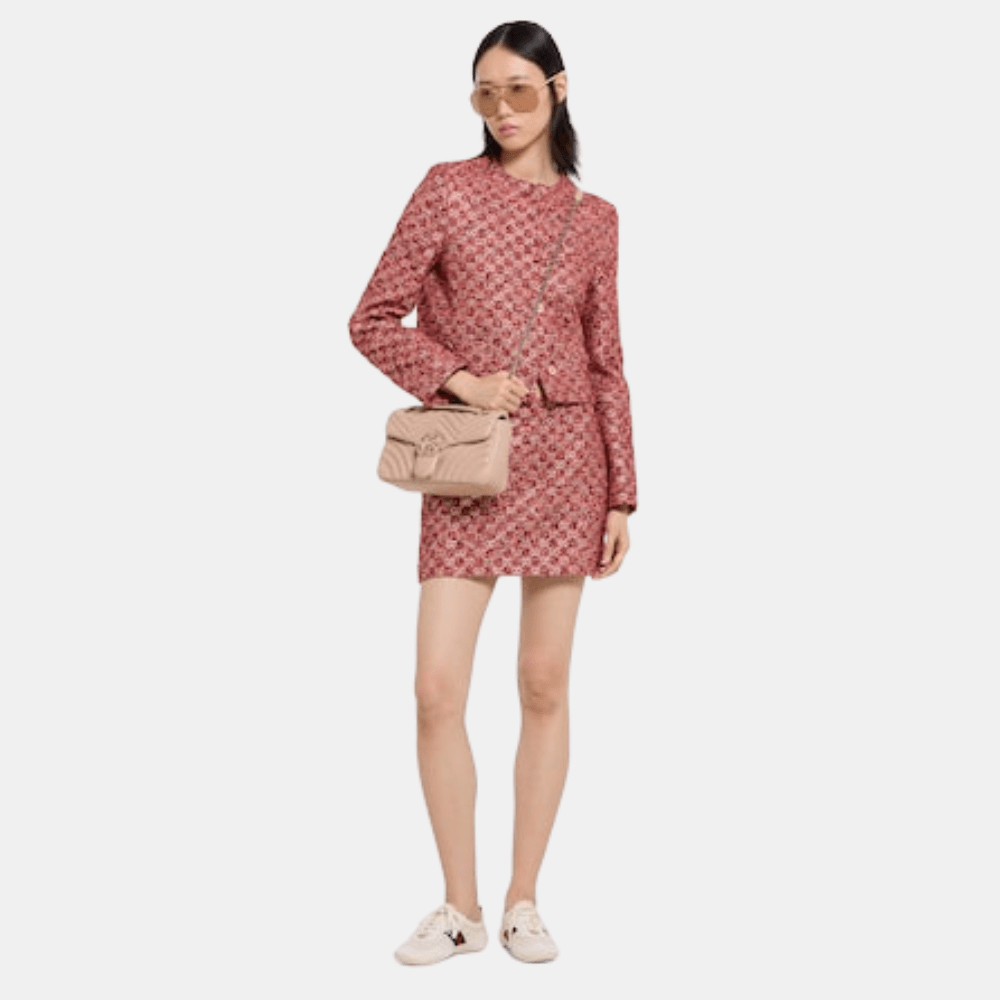 Gucci GG Marmont Medium Shoulder Bag In Pink Beige Leather