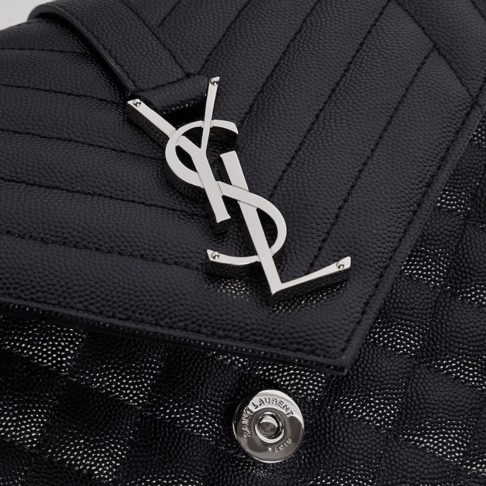 Saint Laurent Large Envelope Shoulder Bag (Black/Silver)