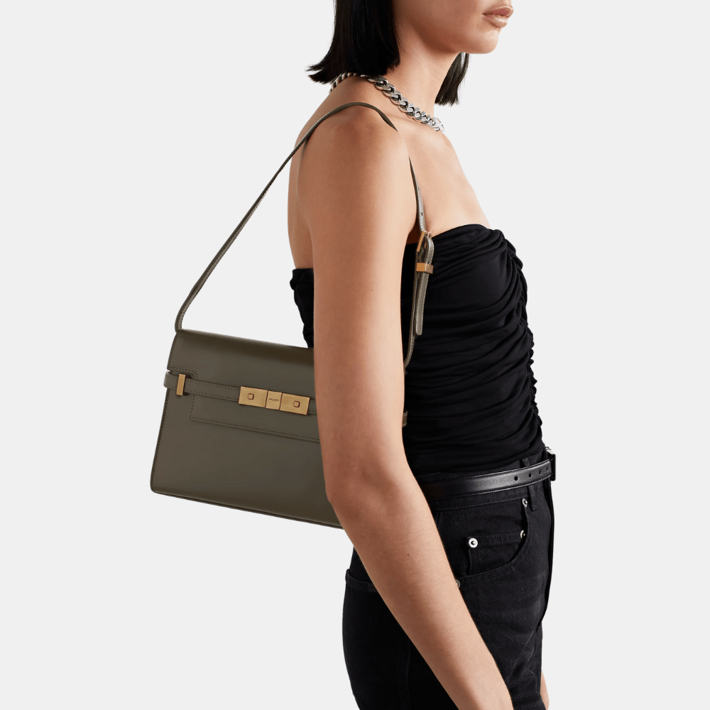 Saint Laurent Small Manhattan In Box Shoulder Bag (Emy Green)