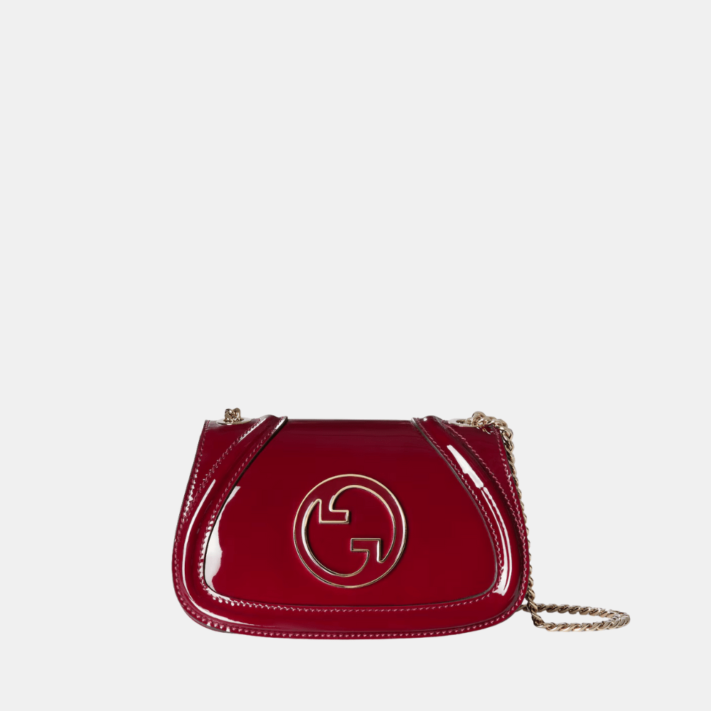 Gucci Blondie Mini Shoulder Bag In Rosso Ancora Red Patent Leather