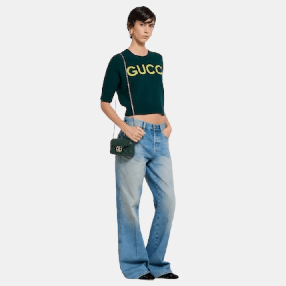 Gucci GG Marmont Mini Shoulder Bag In Green Leather