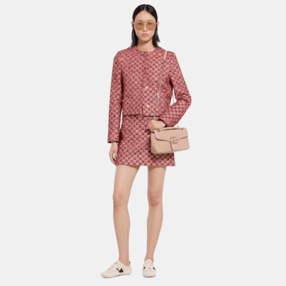 Gucci GG Marmont Medium Shoulder Bag In Pink Beige Leather