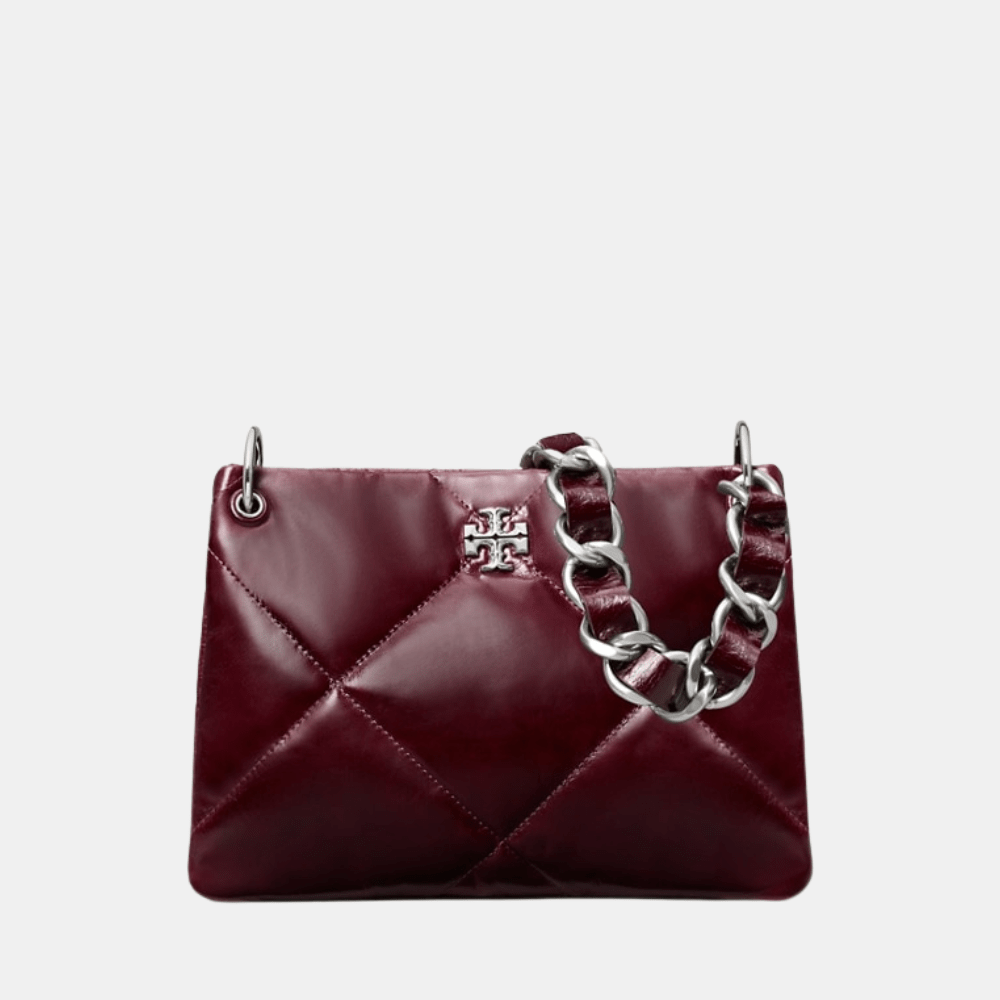 Tory Burch Small Kira Diamond Quilt Distressed Shoulder Bag (Dark Carmine)