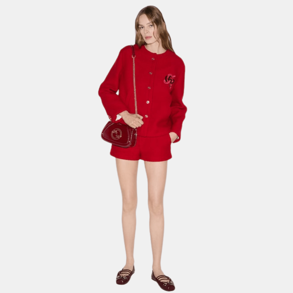 Gucci Blondie Mini Shoulder Bag In Rosso Ancora Red Patent Leather
