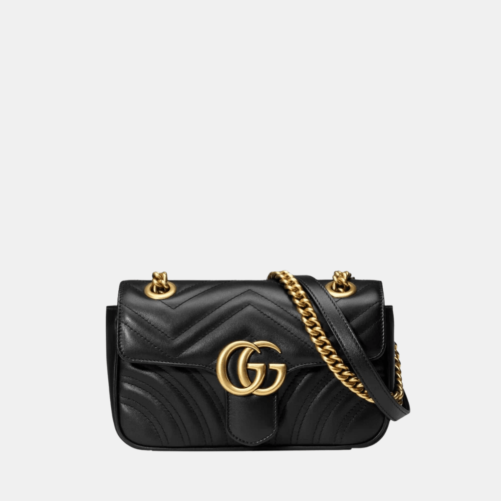 Gucci GG Marmont Mini Shoulder Bag In Black Leather