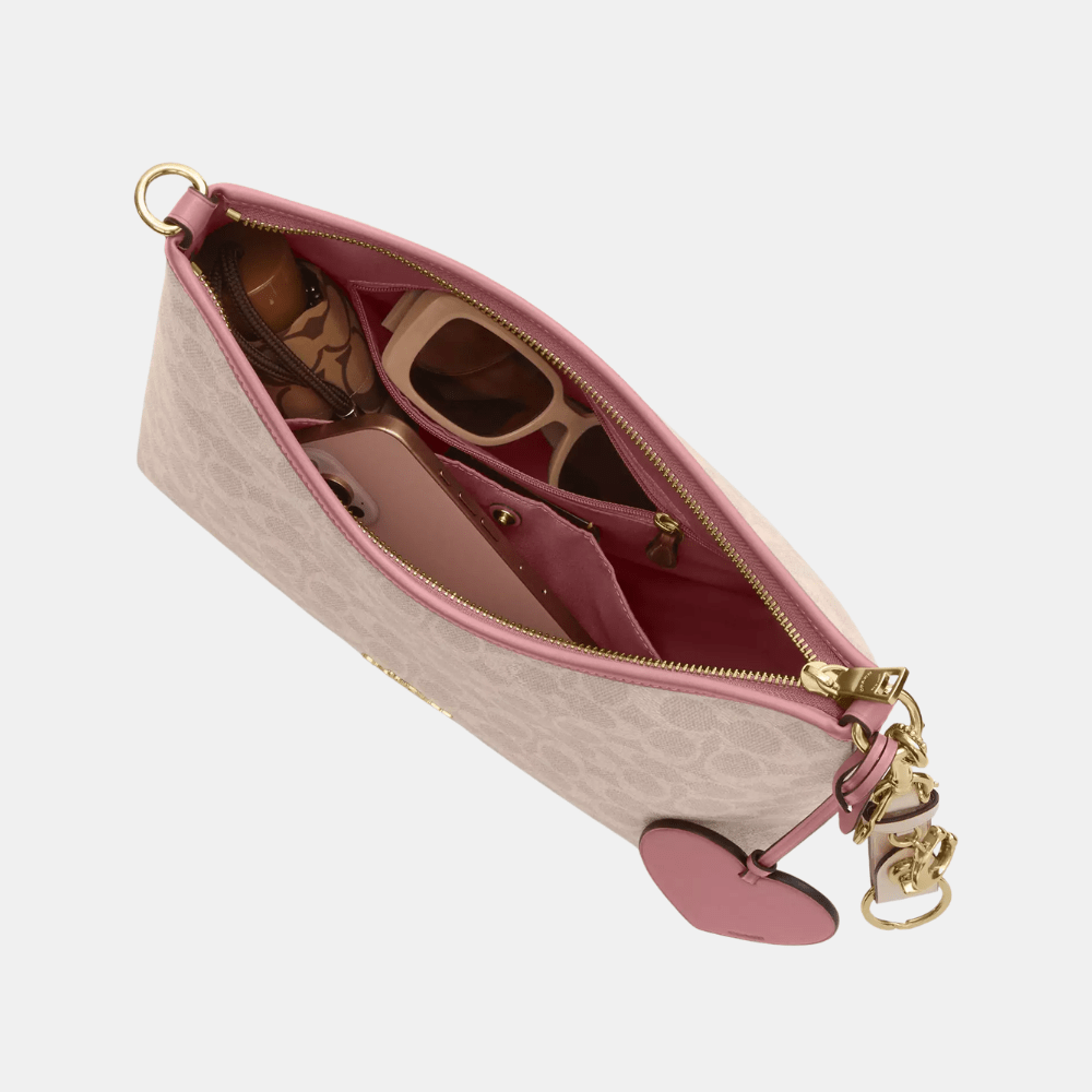 Coach Laurel Shoulder Bag In Signature Canvas With Heart Charm