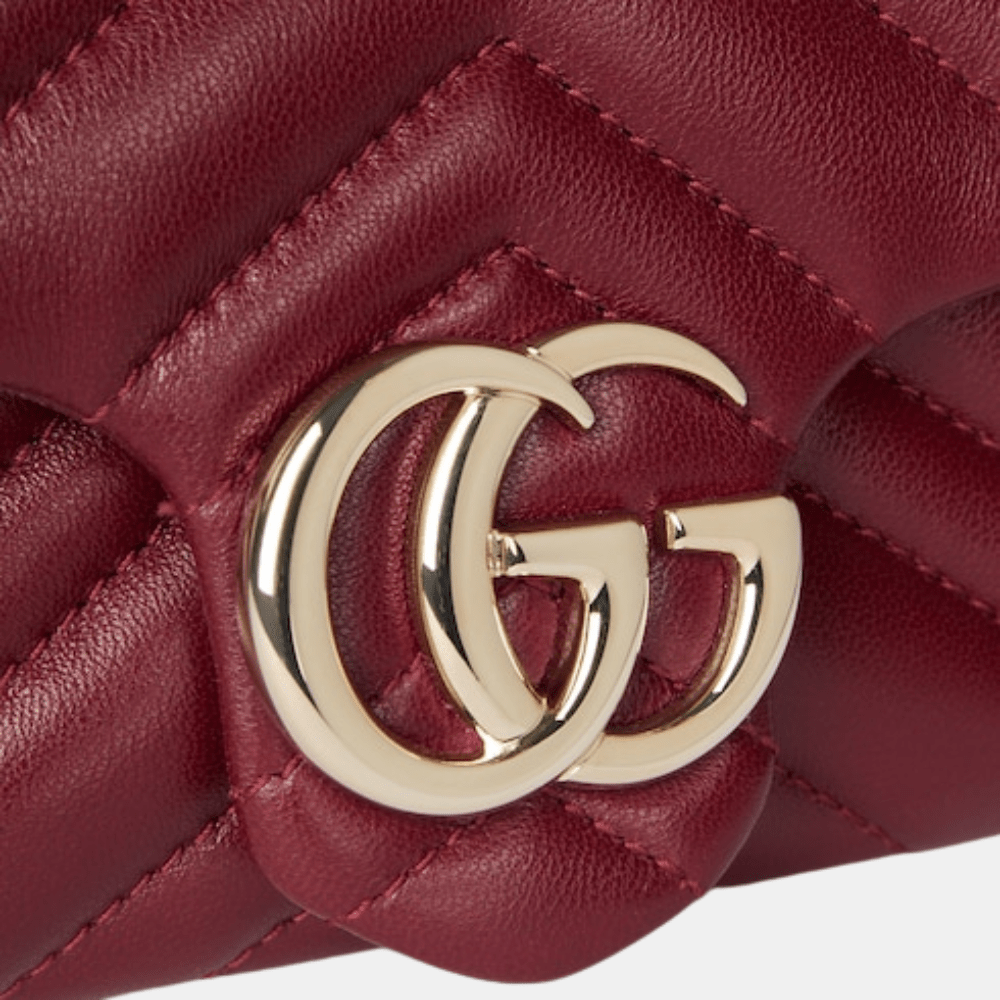 Gucci GG Marmont Mini Shoulder Bag In Rosso Ancora Red Leather