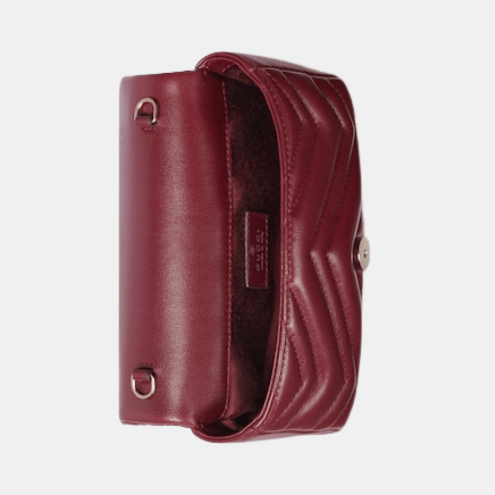 Gucci GG Marmont Mini Shoulder Bag In Rosso Ancora Red Leather