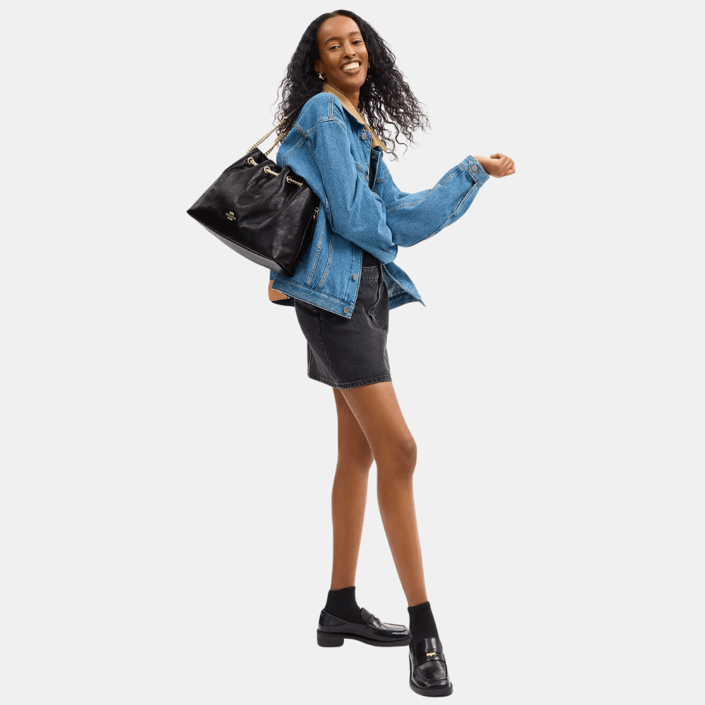 Coach Evelyn Shoulder Bag With Quilting (Black)