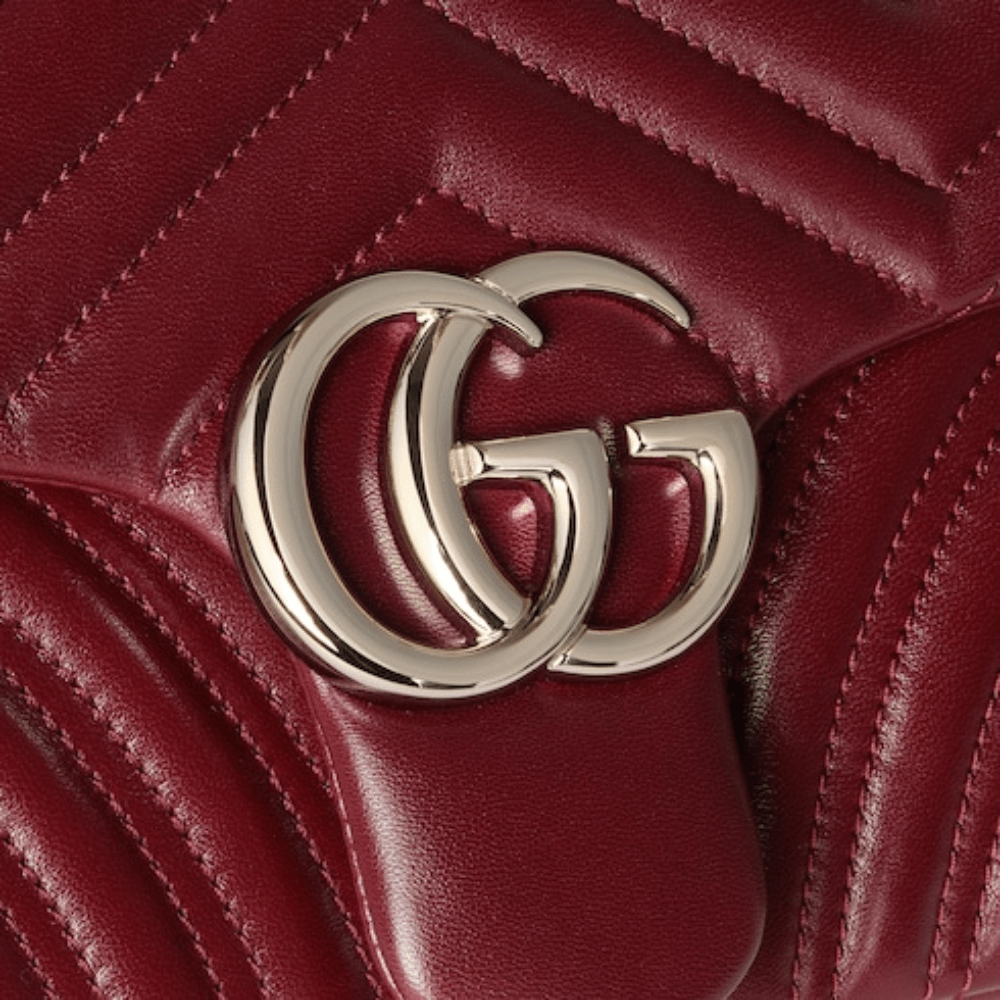 Gucci GG Marmont Medium Shoulder Bag In Rosso Ancora Red Leather