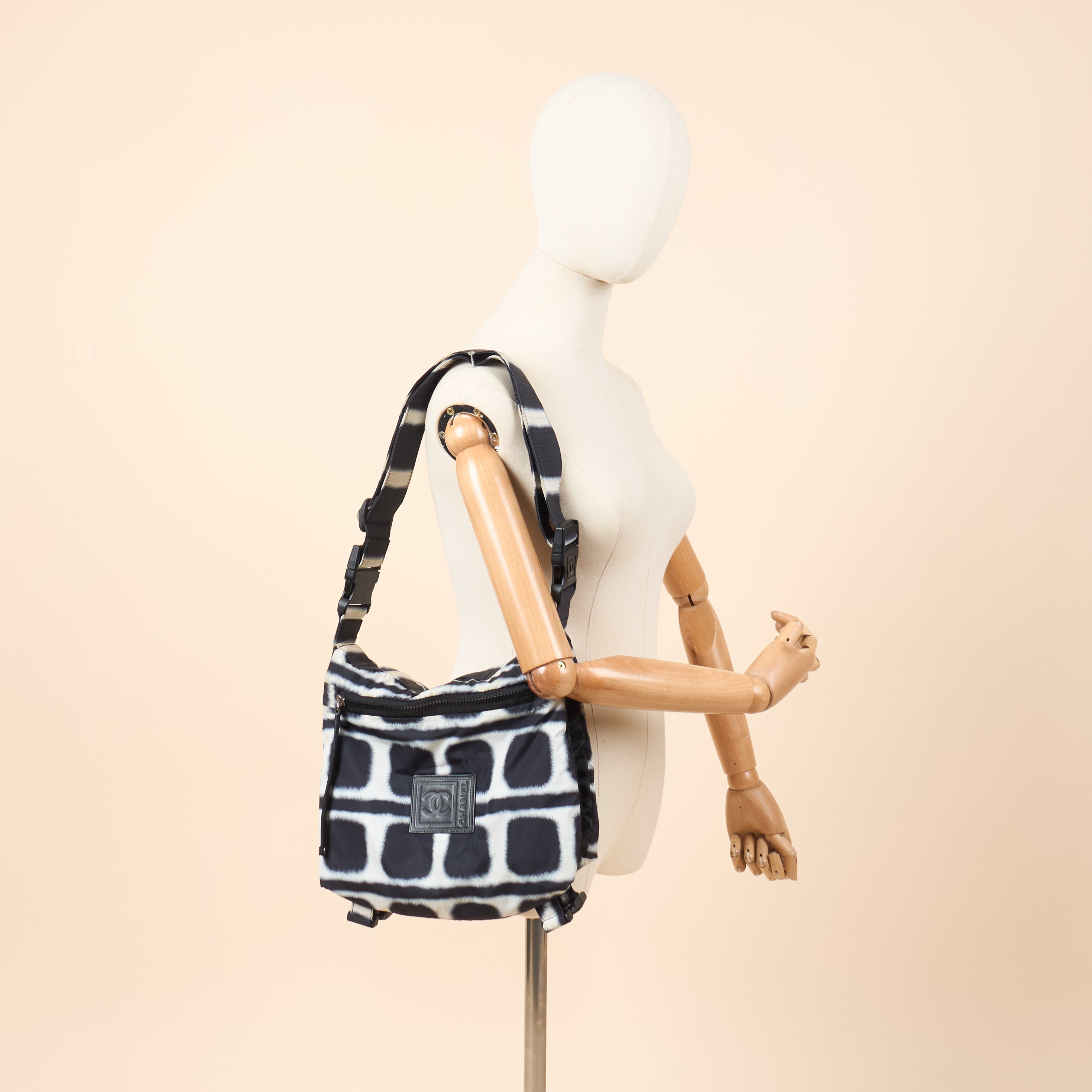 Chanel Shoulder Bag Round Messenger Bag  in Black, Fabric