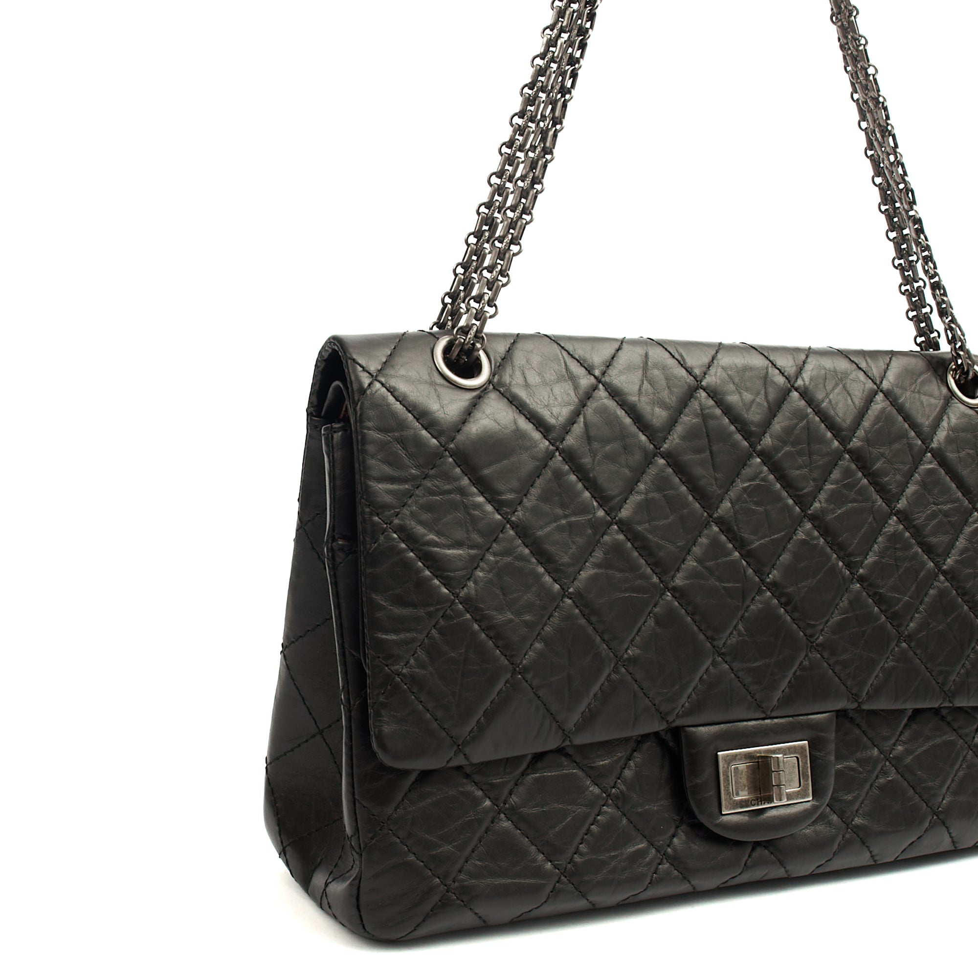 Chanel Shoulder Bag 2.55 Reissue - Maxi in Black, Crinkled Calfskin Leather