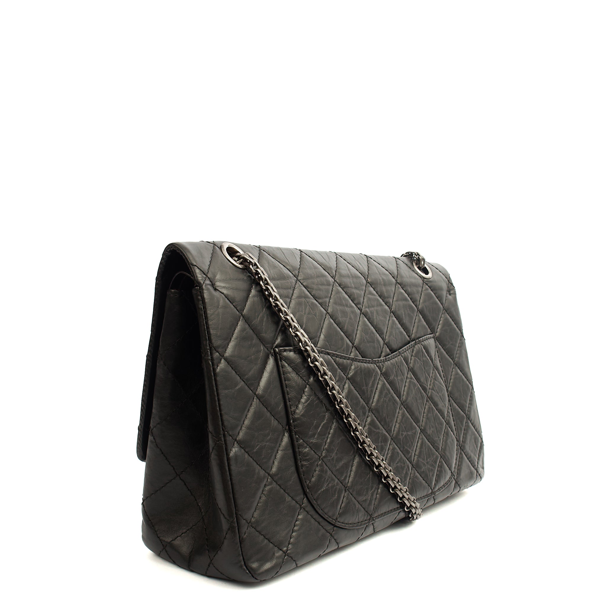Chanel Shoulder Bag 2.55 Reissue - Maxi in Black, Crinkled Calfskin Leather