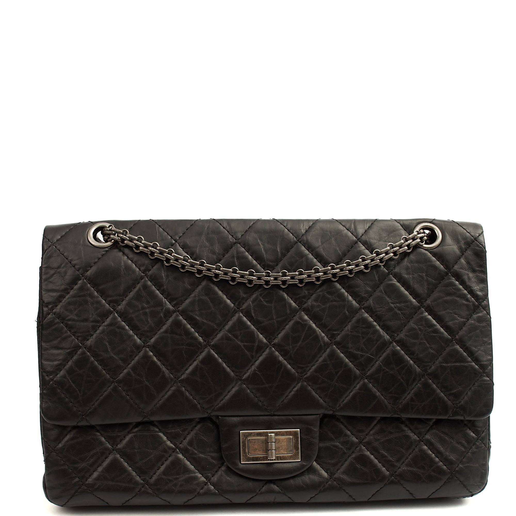 Chanel Shoulder Bag 2.55 Reissue - Maxi in Black, Crinkled Calfskin Leather